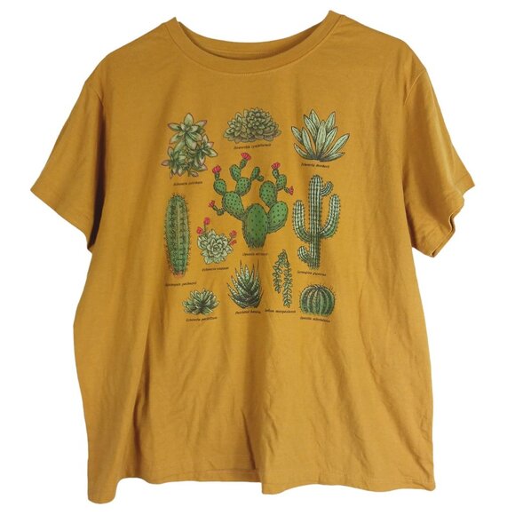 Cactus Graphic T-Shirt X-Large By Fifth Sun Goldenrod Yellow Short Sleeve Casual - Picture 1 of 5